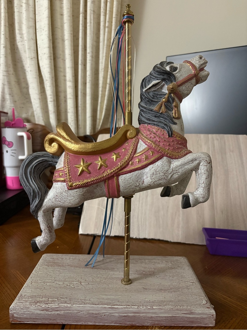 large carousel horse figurine with base